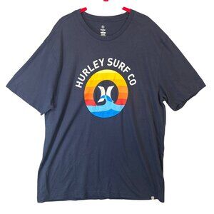 NEW Hurley Surf Co XL Navy T-Shirt With Multicolor Graphic Print Men's XL